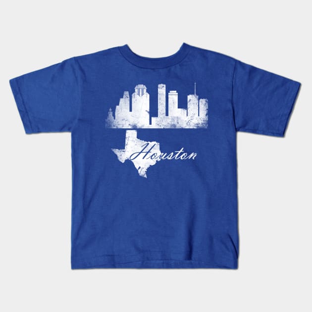 Houston Grunge Skyline Kids T-Shirt by DimDom